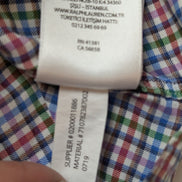 CHEMISE Ralph Lauren Homme L SLIM FIT Multicolore Carreaux Logo Bleu 100% Coton