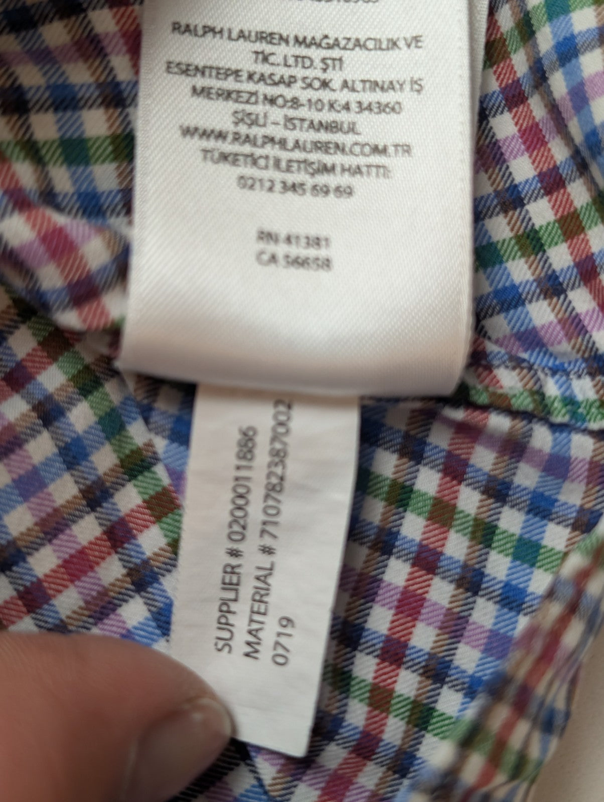 CHEMISE Ralph Lauren Homme L SLIM FIT Multicolore Carreaux Logo Bleu 100% Coton
