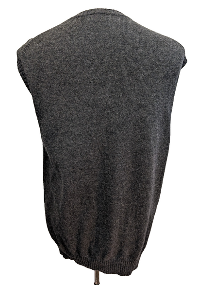 Pull sans Manche Nike Golf Col V Laine Gris Foncé Vintage Taille L