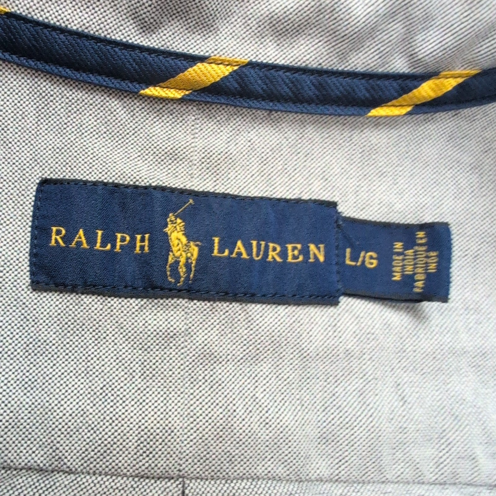 Chemise Ralph Lauren L Gris Clair Oxford Coton Logo Marron Manches Longues