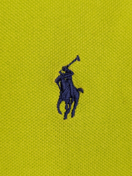Polo manches courtes Polo Ralph Lauren XL vert anis logo bleu marine coton
