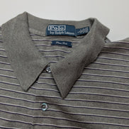 Polo manches courtes Polo Ralph Lauren L gris rayures Pima Lisle logo bas