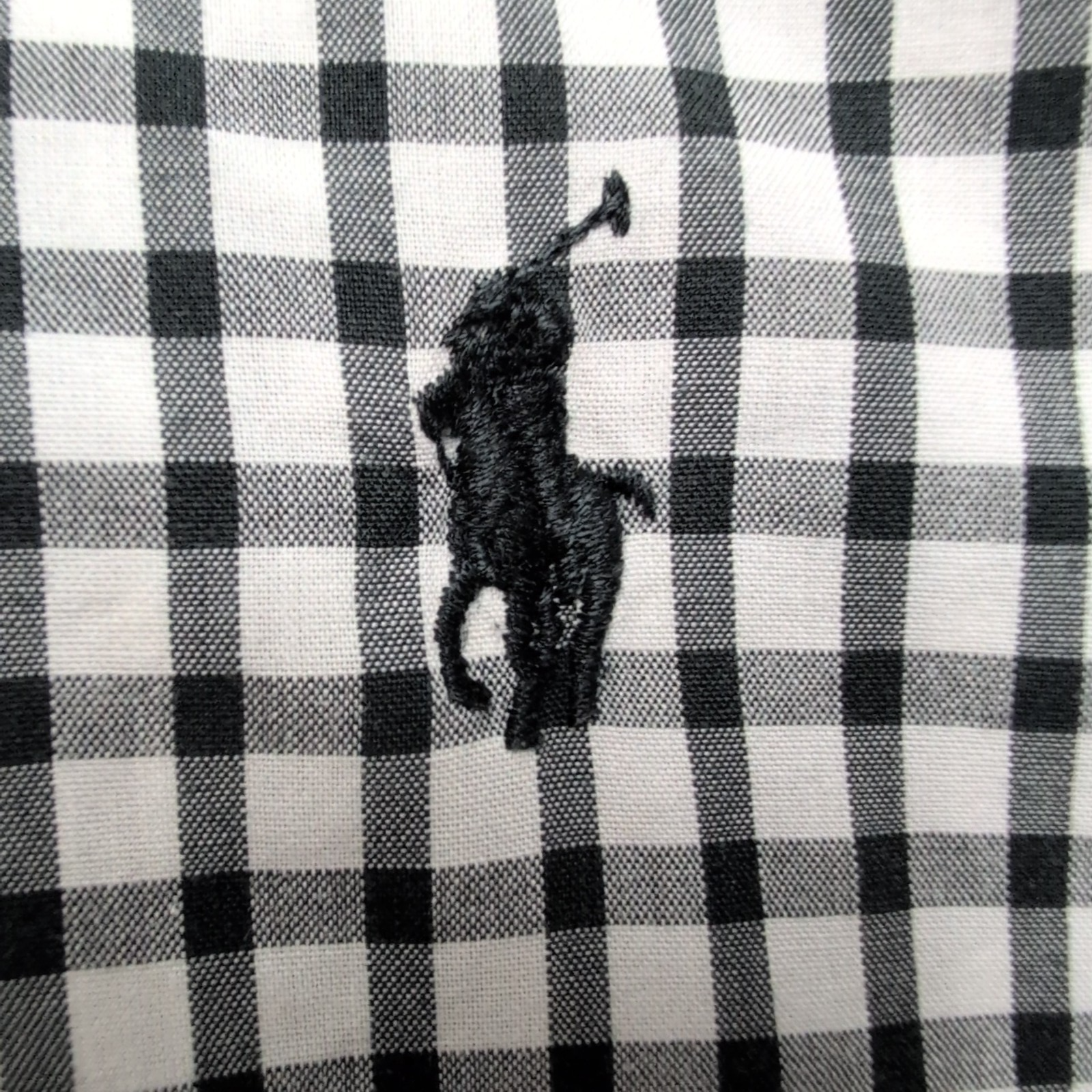 Chemise Polo Ralph Lauren XL Yarmouth Carreaux Noir Blanc Coton Logo Noir