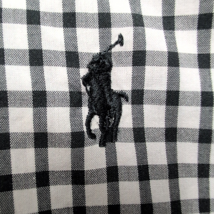Chemise Polo Ralph Lauren XL Yarmouth Carreaux Noir Blanc Coton Logo Noir