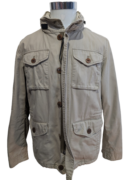 Marc O'Polo Veste Blouson Coton Crème Beige M Capuche Col Field Jacket | 313BSR