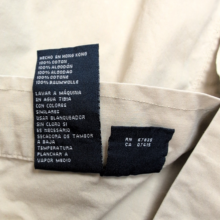 Chemise technique Nautica XL Crème 100% Coton Hong Kong Manches Longues