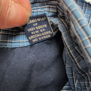 Chemise WRANGLER Homme L Bleue à Carreaux Wrinkle Resistant Poche