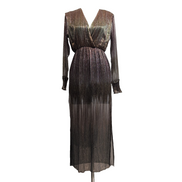 Robe SAESON S/M Longue Brillante Voile Manches Longues Neuve Étiquette