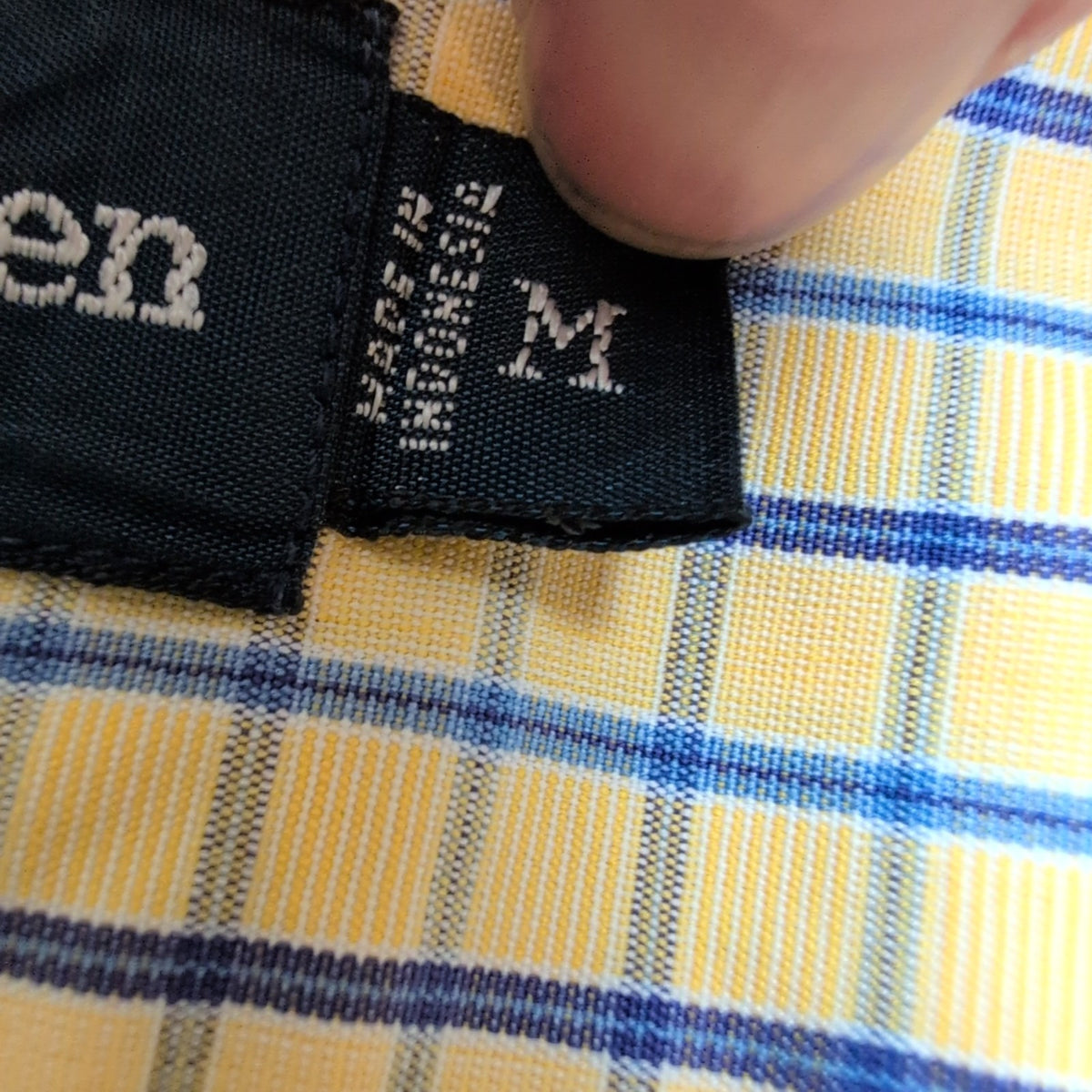 Chemise Ralph Lauren Blake M Jaune Carreaux Bleu Coton Logo Bleu Marine