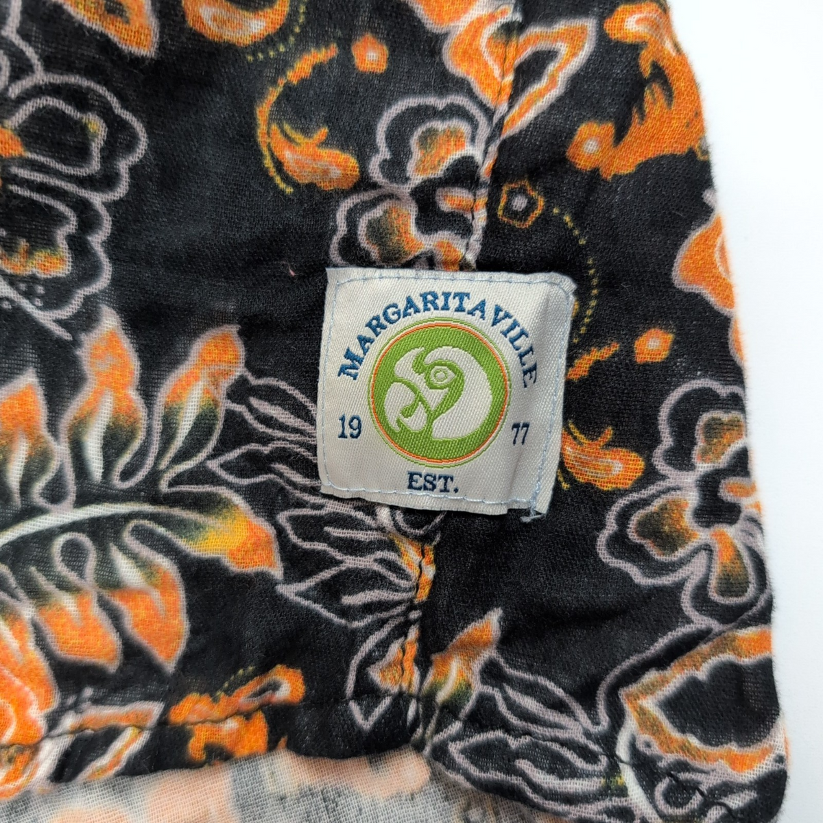 Chemise Hawaïenne Margaritaville XL XXL Noir Orange Coton USA
