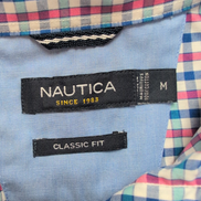 Chemise Nautica Classic Fit M carreaux rouge bleu logo bleu coton manches longue