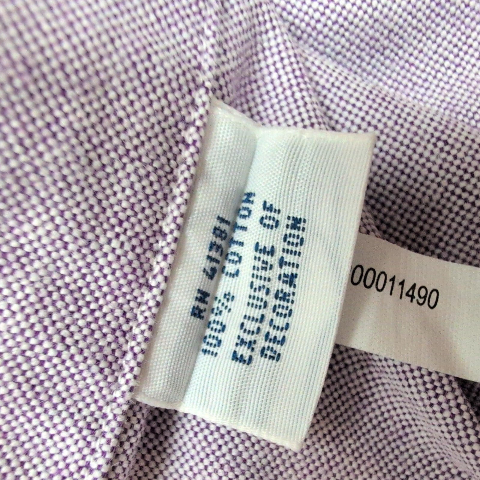 Chemise Ralph Lauren XL Violette Unie Logo Marron Manches Longues