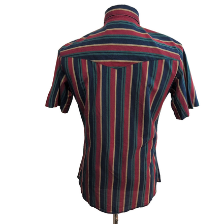 Chemise Wrangler Western Manches Courtes à Rayures et Pressions Taille S