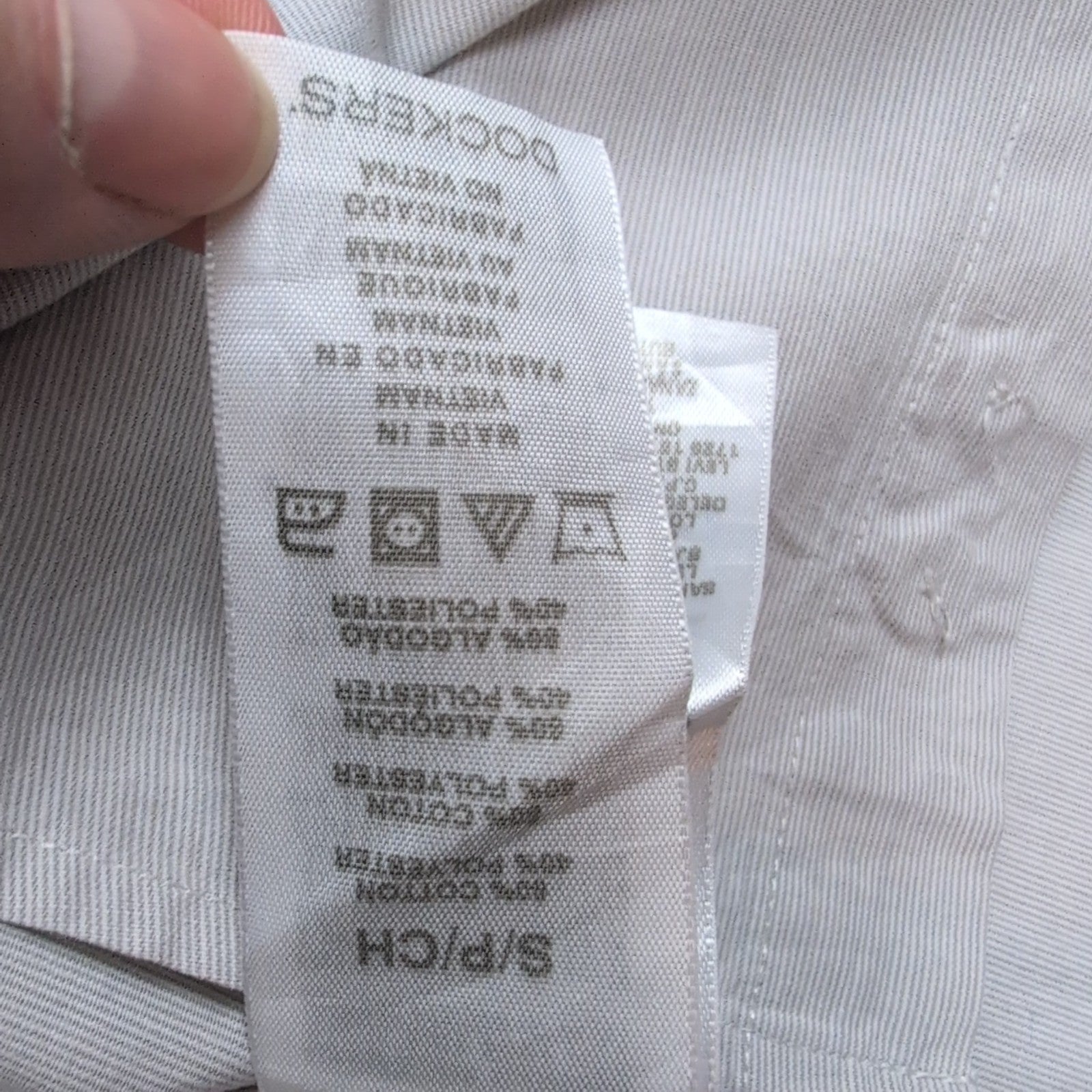 Chemise Dockers manches courtes grise à fines rayures 1 poche S