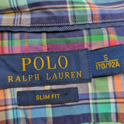 Chemise Polo Ralph Lauren Shirt S Slim Fit Carreaux Bleu Violet Sans Logo