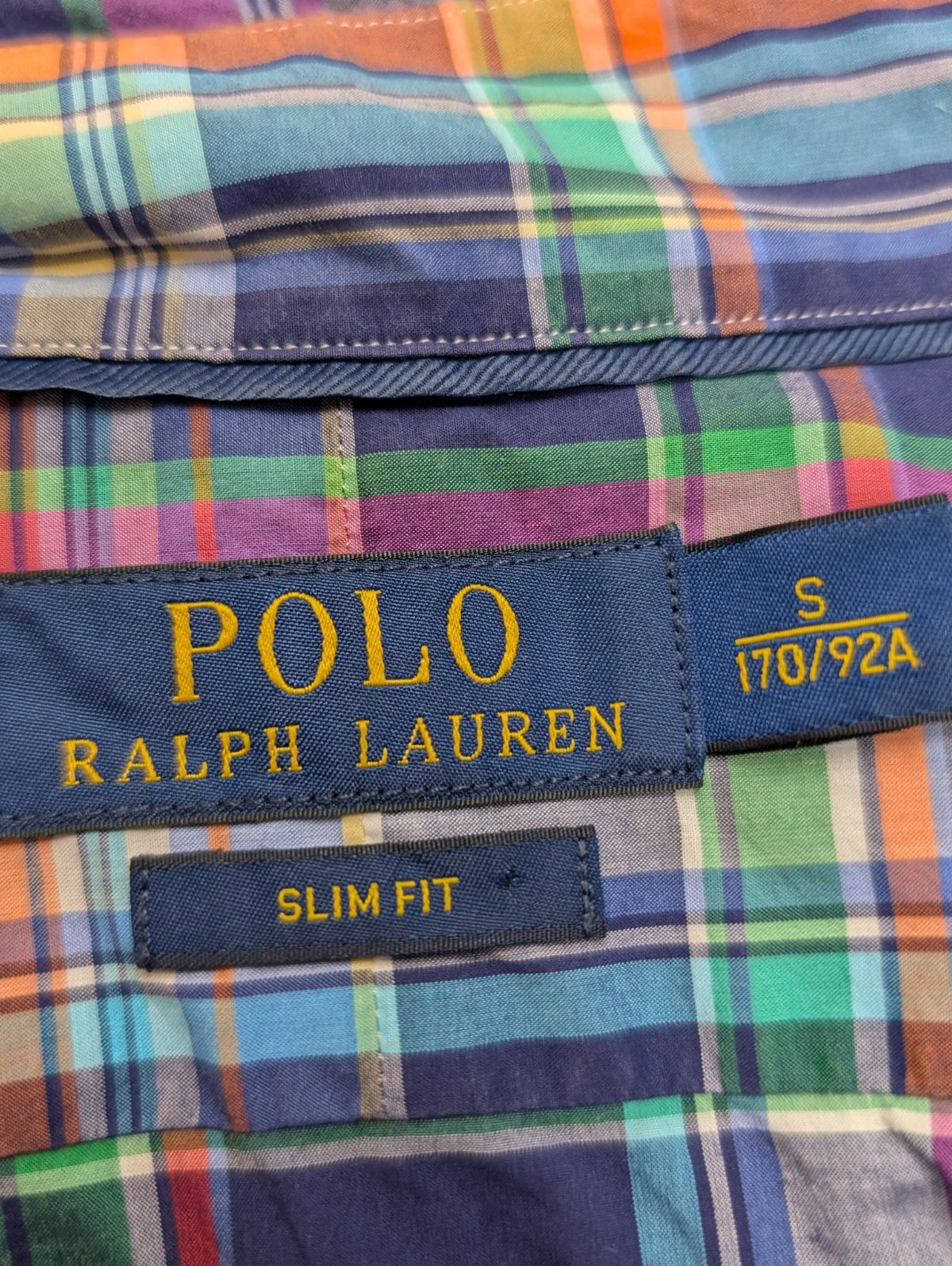 Chemise Polo Ralph Lauren Shirt S Slim Fit Carreaux Bleu Violet Sans Logo