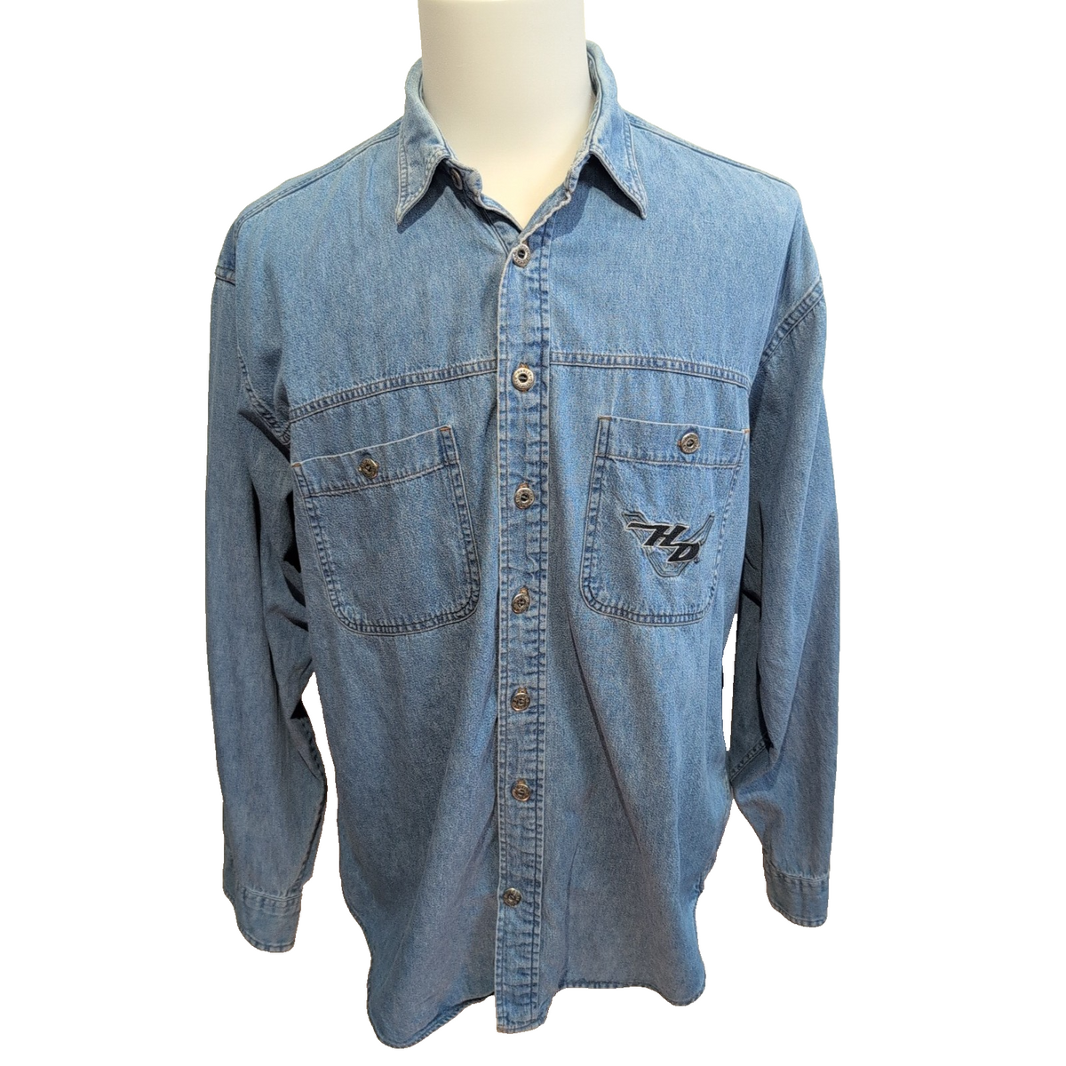 Harley Davidson chemise jean bleu biker blues made in USA XL rare