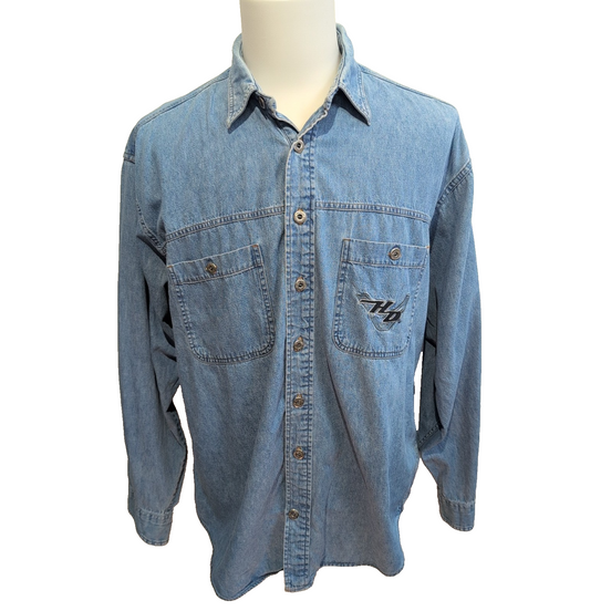 Harley Davidson chemise jean bleu biker blues made in USA XL rare