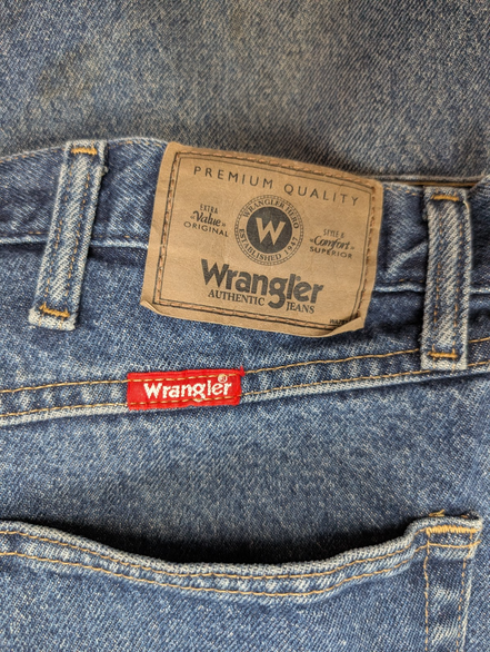 Jean Wrangler Homme Vintage Bleu W36 L30 Denim Épais Robuste Travail Pantalon