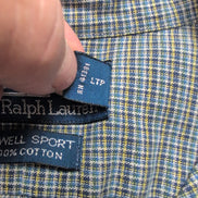 Chemise Polo Ralph Lauren Lowell Sport L Bleu Marine / Gris Carreaux Coton