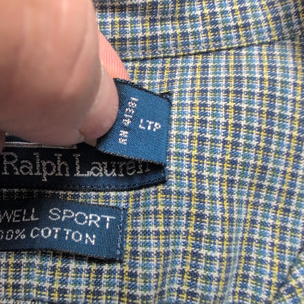 Chemise Polo Ralph Lauren Lowell Sport L Bleu Marine / Gris Carreaux Coton