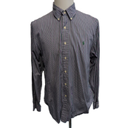 Chemise Polo Ralph Lauren Shirt XL Custom Fit Violet Rayée Logo Vert Button Down