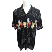 Chemise Hawaïenne Made in Hawaii Paradise Found Rayonne Noir Cocktail L