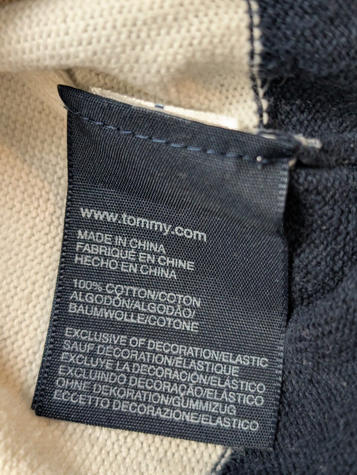 Pull Tommy Hilfiger Homme Col Rond Blanc à Rayures Marine - Taille 2XL / 3XL