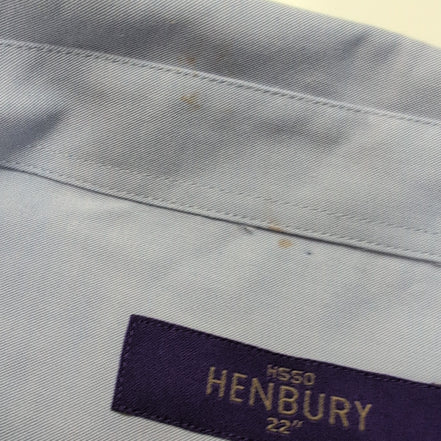 Chemise Henbury 5XL Neuve Bleu Uni Grande Taille Coton Poche Manches longues