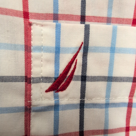 Chemise Nautica Classic Fit L Carreaux Bleu Rouge 100% Coton