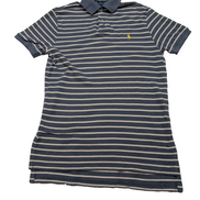 Polo manches courtes Polo Ralph Lauren M bleu rayures écrues logo jaune Custom 