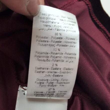 Robe Naf Naf T40 Velours Bordeaux Satiné Manches Courtes Neuve Étiquette