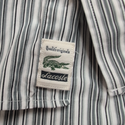 Chemise Lacoste Modern Fit 40 Rayures Blanc Gris Poche Logo Vert manches longues