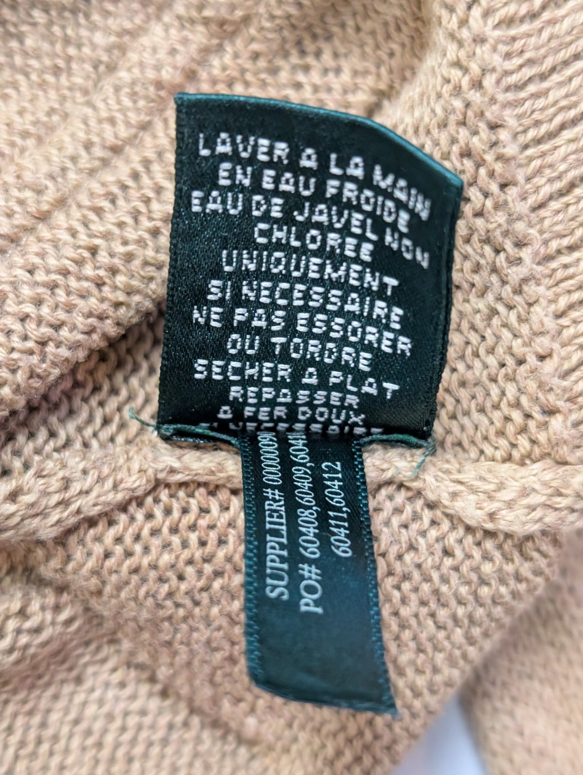 Gilet cardigan Lauren Ralph Lauren M beige 100% coton poches boutonnées