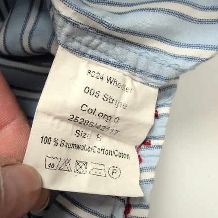 Chemise Freeman T. Porter S Bleu Rayures Blanches Coton Manches Longues