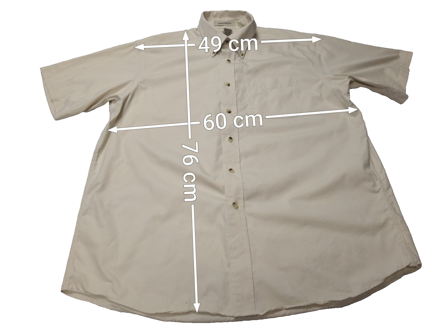 Chemise manches courtes L.L. Bean crème uni Vintage Homme taille L