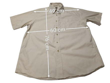 Chemise manches courtes L.L. Bean crème uni Vintage Homme taille L