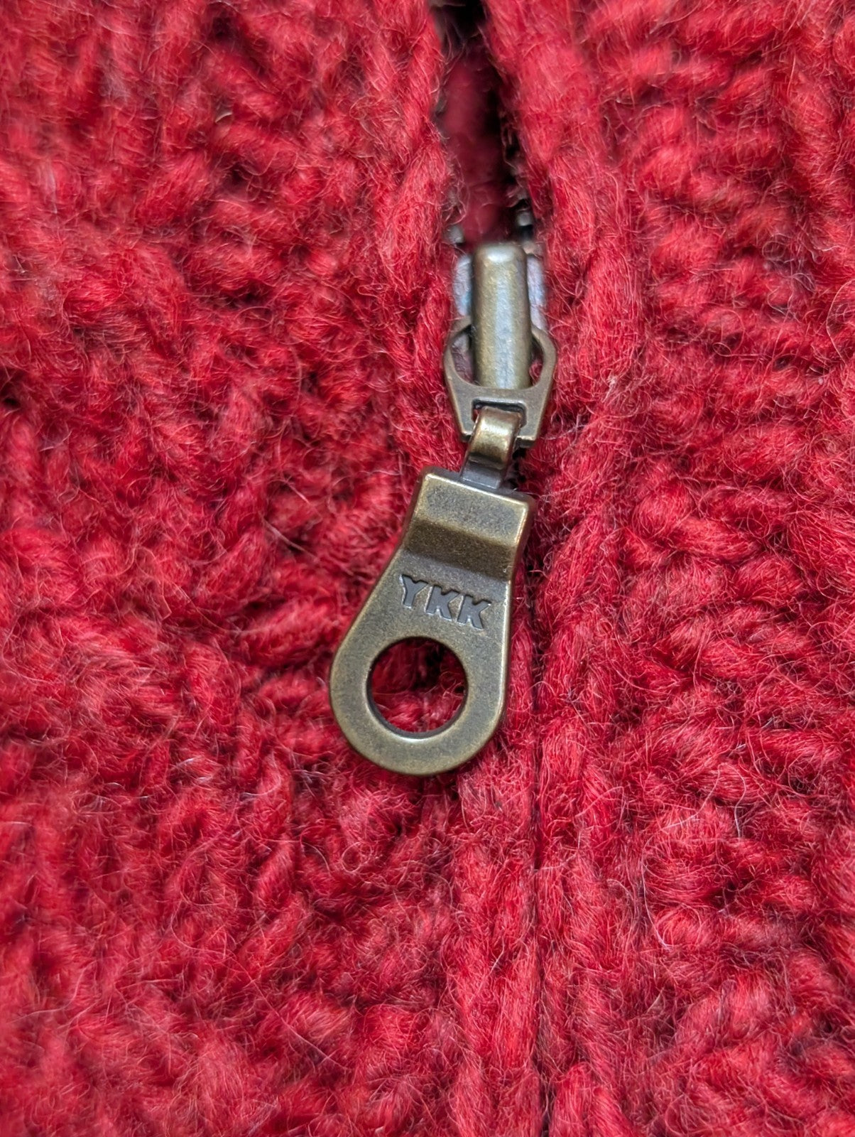 Gilet LAUREN RALPH LAUREN Rouge 100% LAINE Fait Main Torsadé Luxe Rare Femme