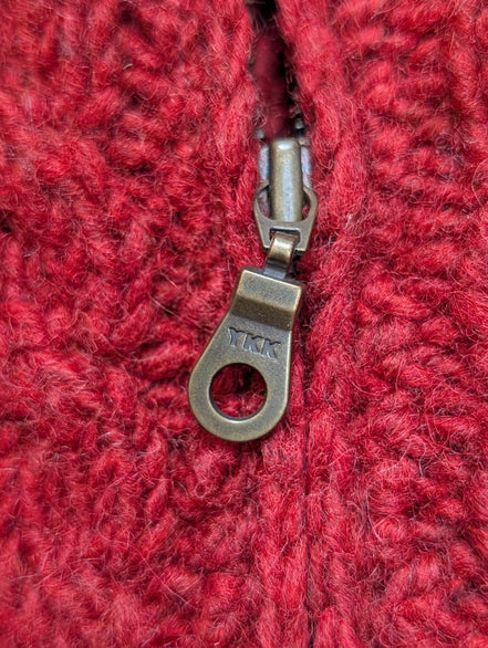 Gilet LAUREN RALPH LAUREN Rouge 100% LAINE Fait Main Torsadé Luxe Rare Femme