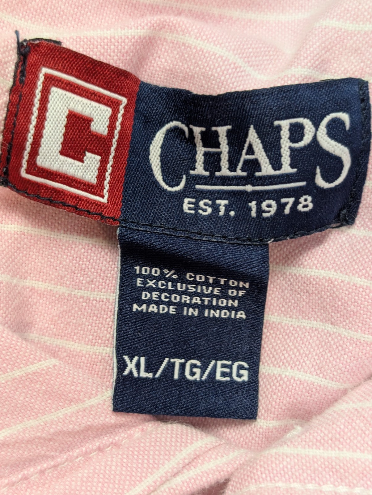 Chemise Chaps manches courtes rose à rayures taille XL #227msch