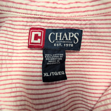 Chemise CHAPS à rayures rouge manches courtes taille XL #110e