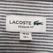 Chemise Lacoste Regular Fit L 42 Grise Rayée Oxford Coton Logo Vert
