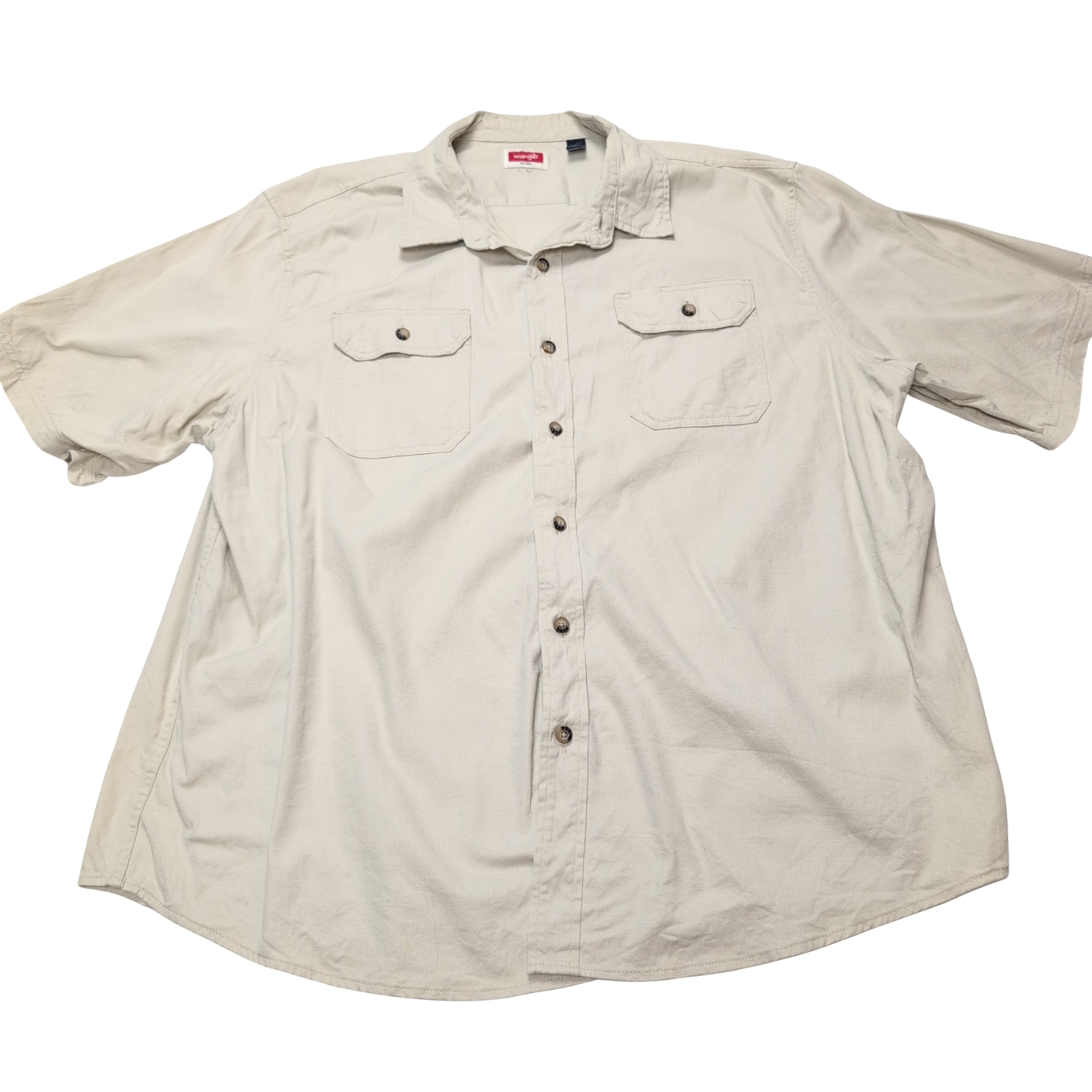Chemise Wrangler beige crème uni manches courtes taille XXL 2 poches homme