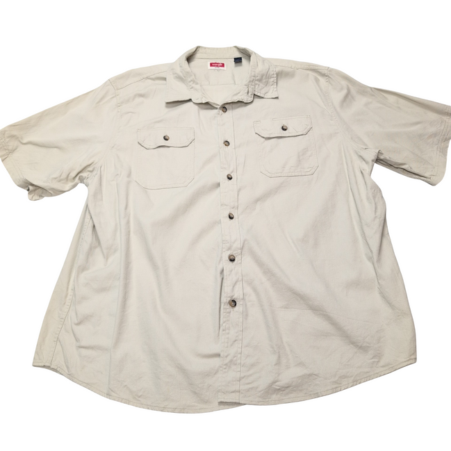 Chemise Wrangler beige crème uni manches courtes taille XXL 2 poches homme
