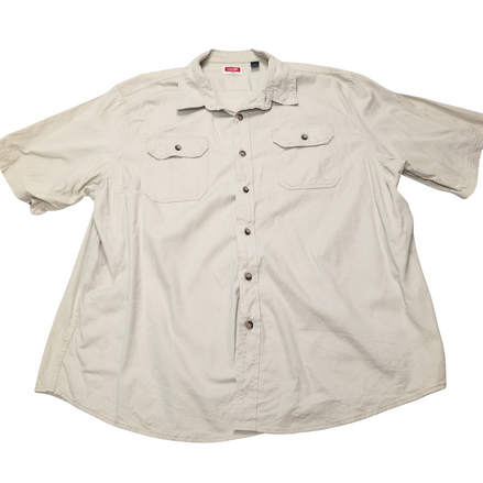 Chemise Wrangler beige crème uni manches courtes taille XXL 2 poches homme
