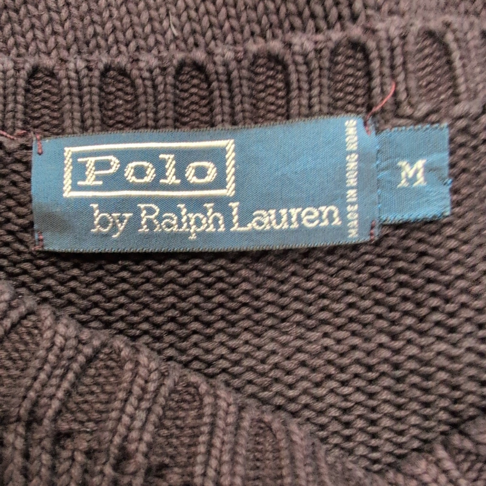 Pull Polo Ralph Lauren col rond bordeaux foncé tirant sur le marron taille L