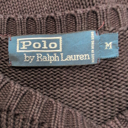Pull Polo Ralph Lauren col rond bordeaux foncé tirant sur le marron taille L