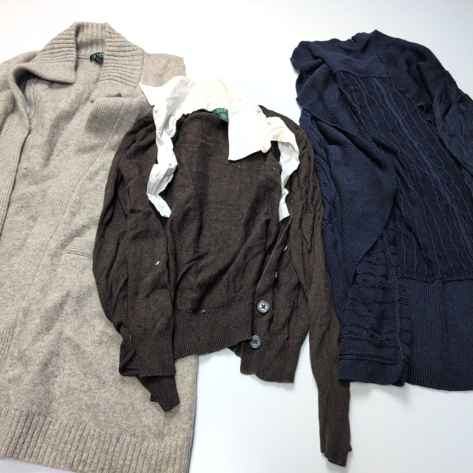LOT 11 PULLS FEMME - 9x RALPH LAUREN - TOMMY - US POLO - À RÉPARER