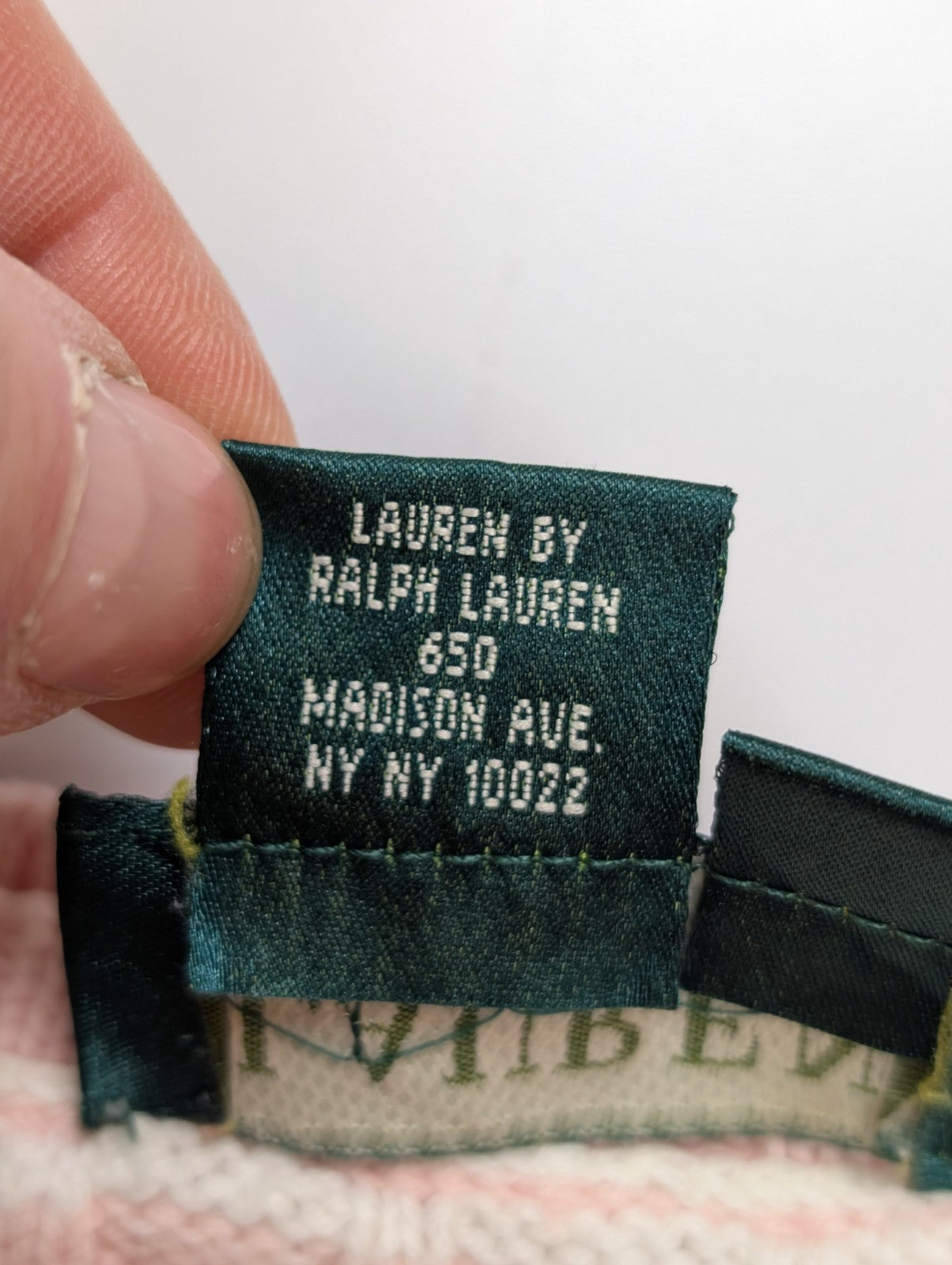 Pull Ralph Lauren (Lauren) Femme L Col Rond Rose Blanc Torsadé 100% Coton 🏷️
