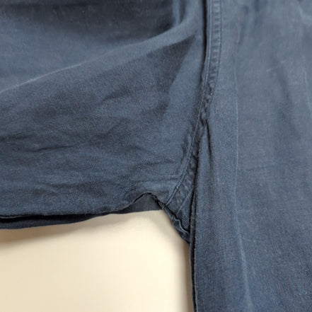 Chemise TOMMY HILFIGER 100% Lin Bleue Marine avec Poches Manches Longues - T.M